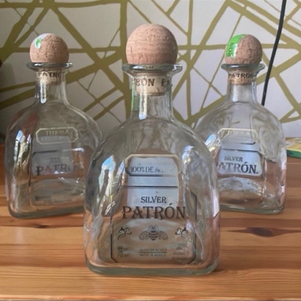 x3 Patron Bottles With Corks